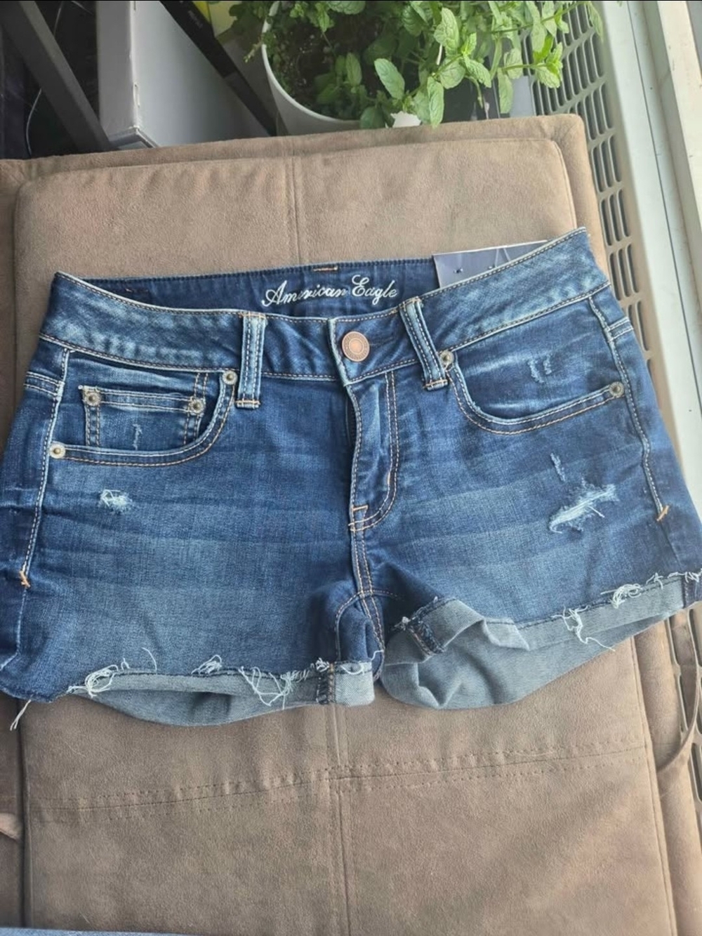American Eagle Outfitters Blue Distressed Denim Cutoff Shorts